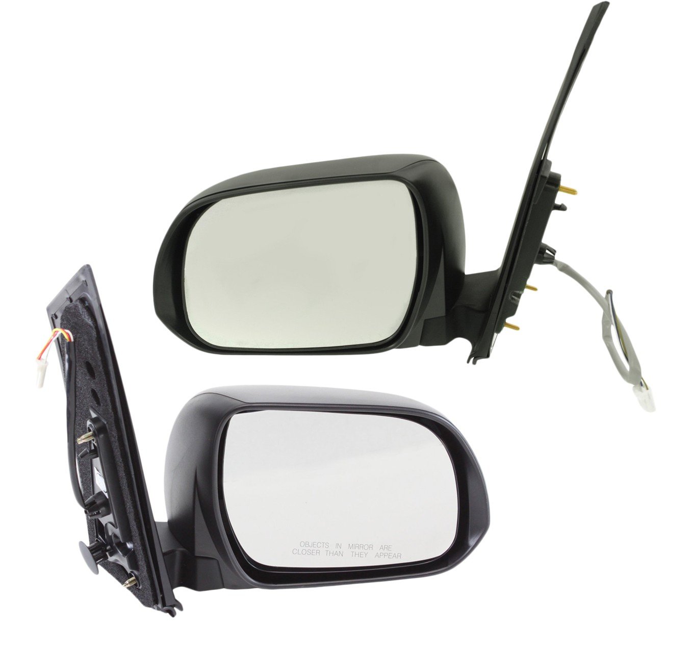 Mirror Pair/Set for Toyota Sienna 2011-2014, Right (Passenger) and Left (Driver), Power, Manual Folding, Non-Heated, Textured, without Memory, Replacement