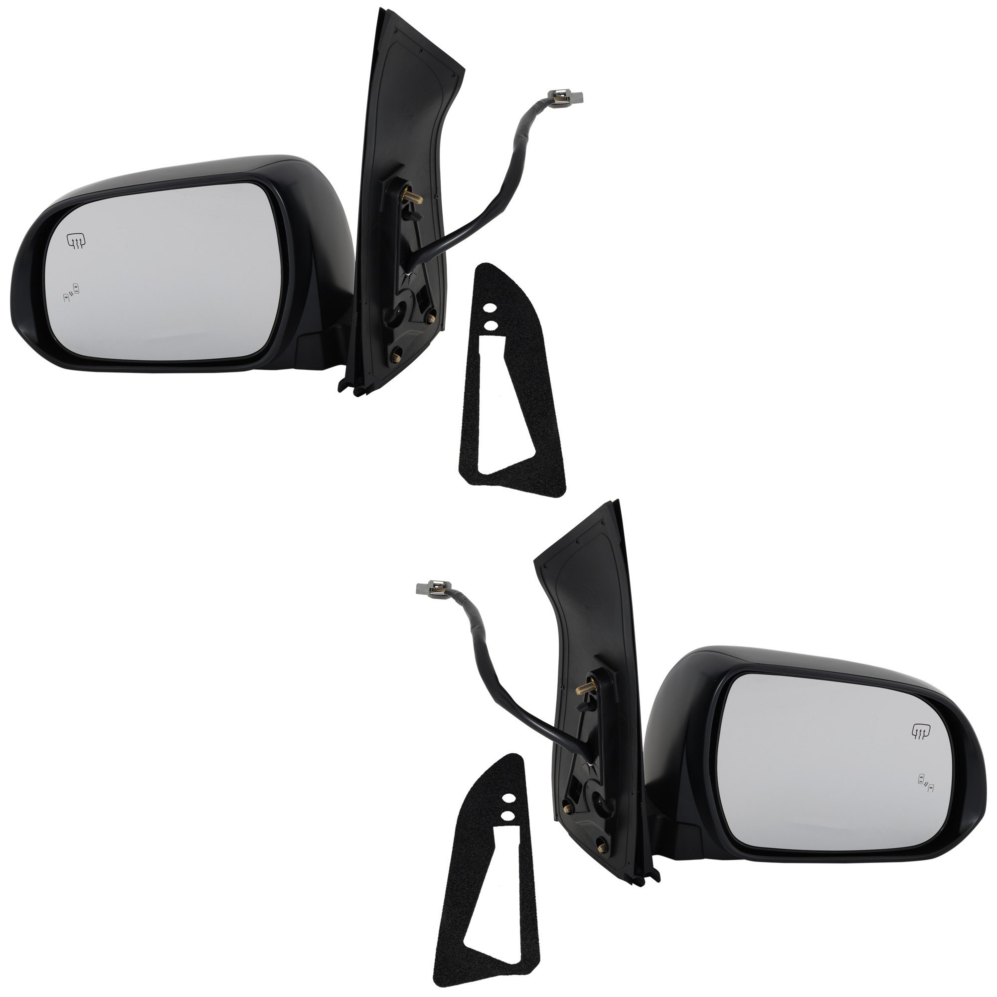 Mirror Pair/Set for Toyota Sienna 2015-2017, Right (Passenger) and Left (Driver), Power, Manual Folding, Heated, Paintable, with Blind Spot Detection, Memory, Side Object Sensor, Signal Light, without Auto Dimming, Replacement