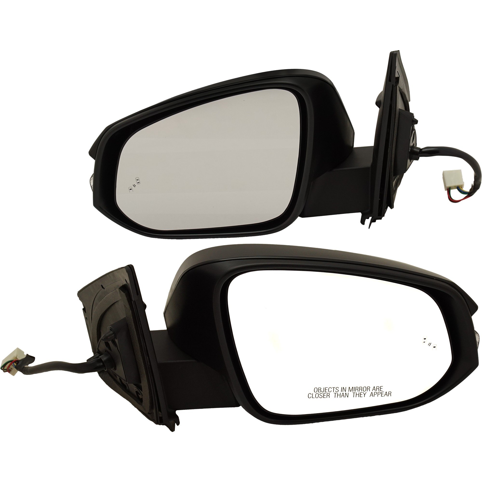 Mirror Pair/Set for Toyota RAV4 2013-2018, Right (Passenger) and Left (Driver), Power, Manual Folding, Heated, Paintable, with Blind Spot Detection and Signal Light, Built for North America Vehicles, Replacement 