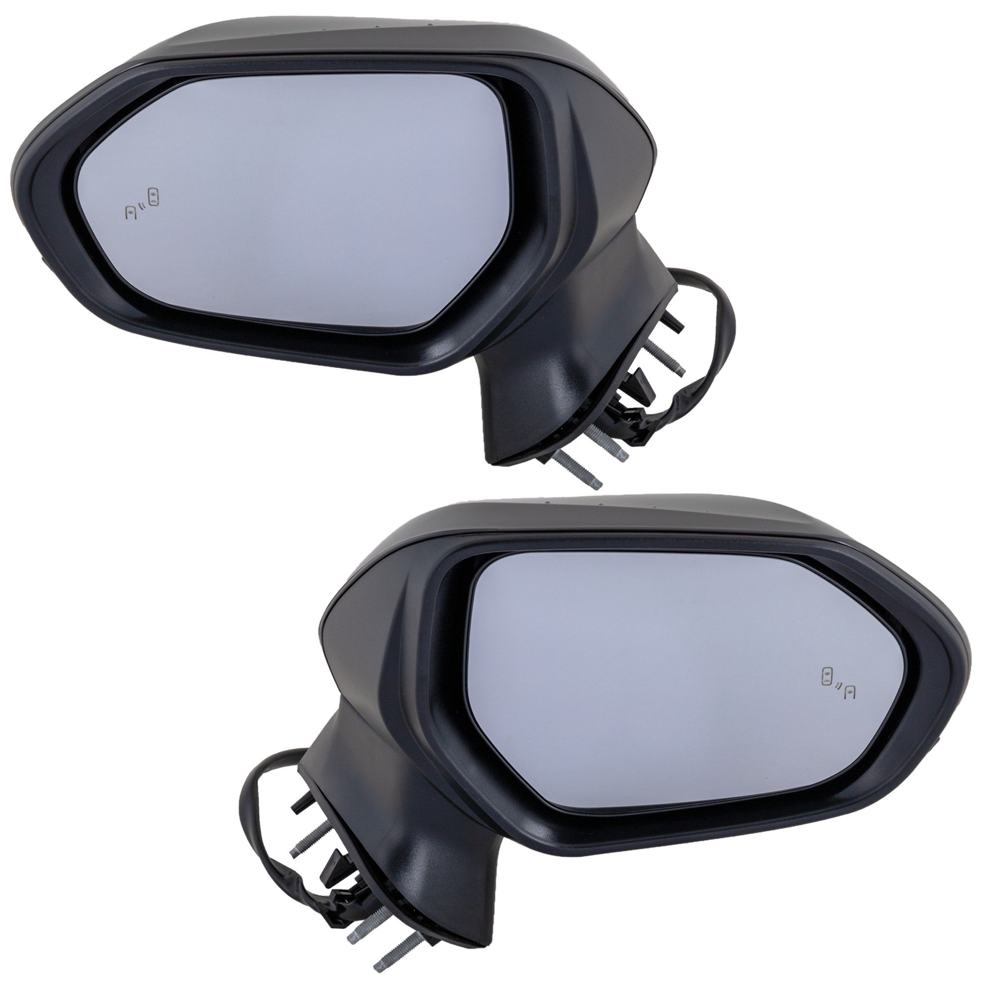 Mirror Pair/Set for Toyota Camry 2018-2022, Right (Passenger) and Left (Driver), Power, Manual Folding, Heated, without Auto-Dimming, Blind Spot Detection in Glass, In-housing Signal Light, without Memory, Non-Towing, Paintable Replacement