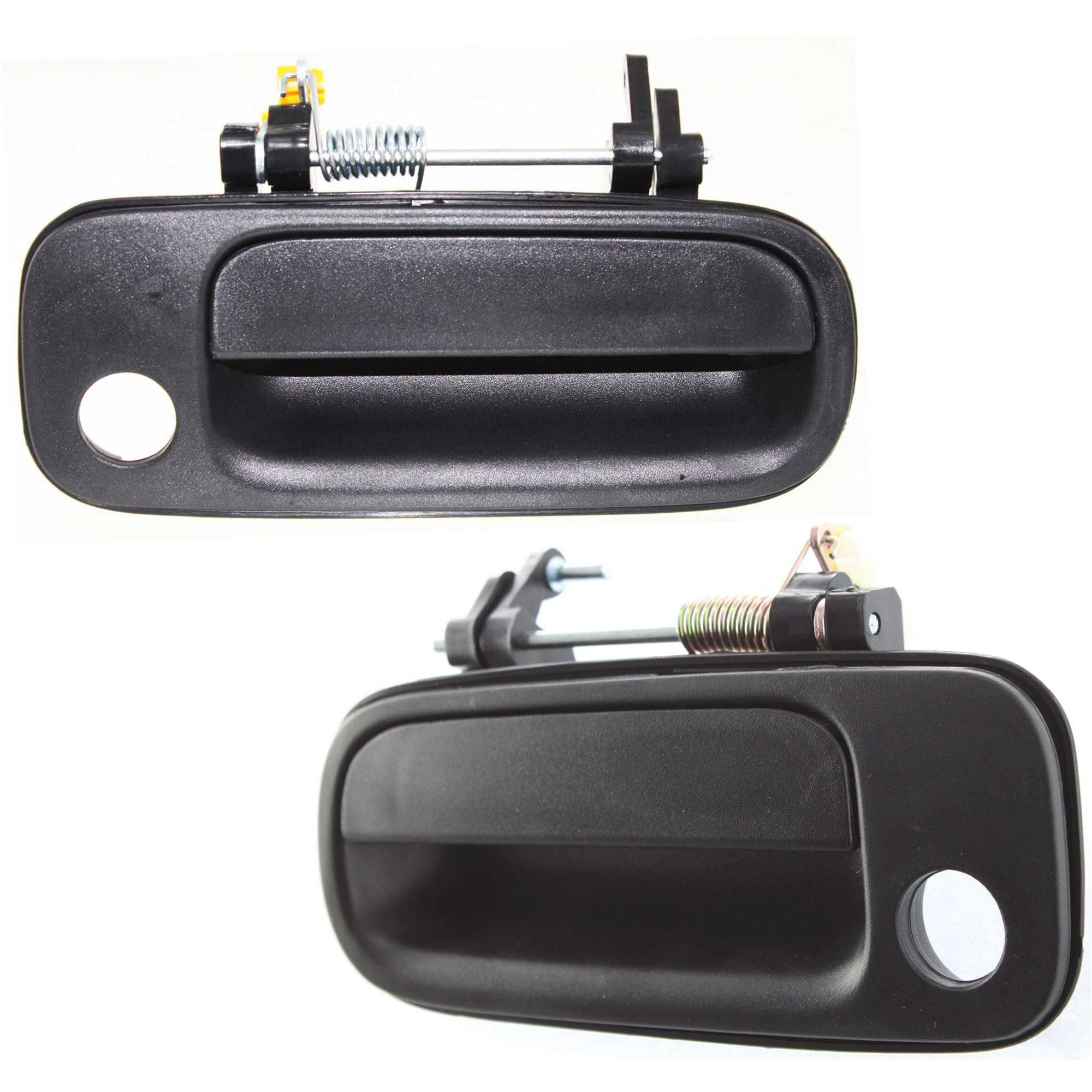 Exterior Front Door Handle Pair/Set for 1992-1996 Toyota Camry, Right (Passenger) and Left (Driver), Textured Black with Keyhole - Replacement Part