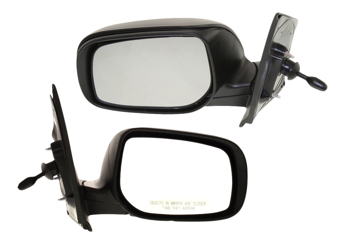Manual Remote Mirror Pair/Set for Toyota Yaris Sedan 2007-2012, Right (Passenger) and Left (Driver), Manual Folding, Non-Heated, Paintable Replacement