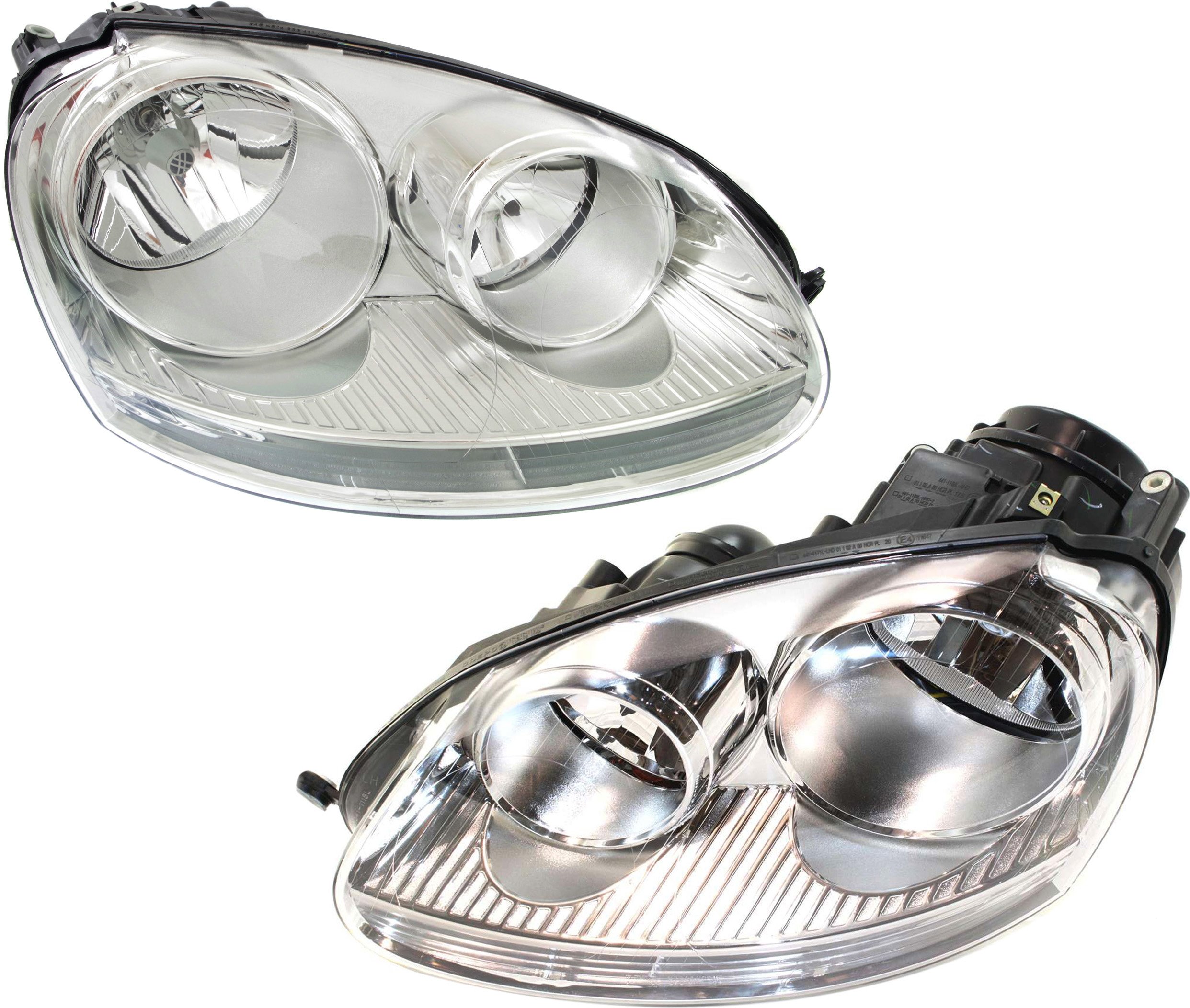 Headlight Assembly for 2005-2006 Volkswagen Jetta 2.5/TDI Model, Halogen, Right (Passenger) and Left (Driver), Replacement Pair/Set