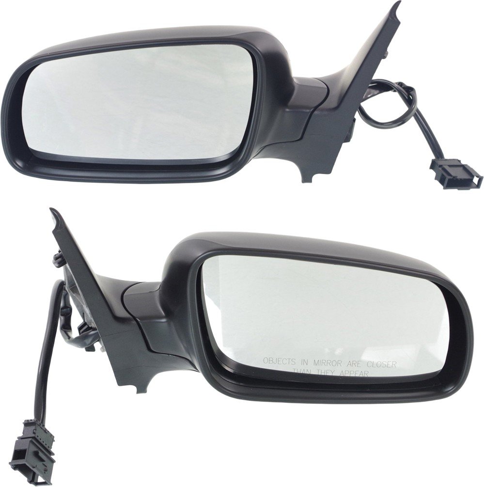 Replacement Mirror Pair/Set for 1999-2006 Volkswagen Golf, Right (Passenger) and Left (Driver), Power, Manual Folding, Heated, Paintable, Clear Glass, Without Memory