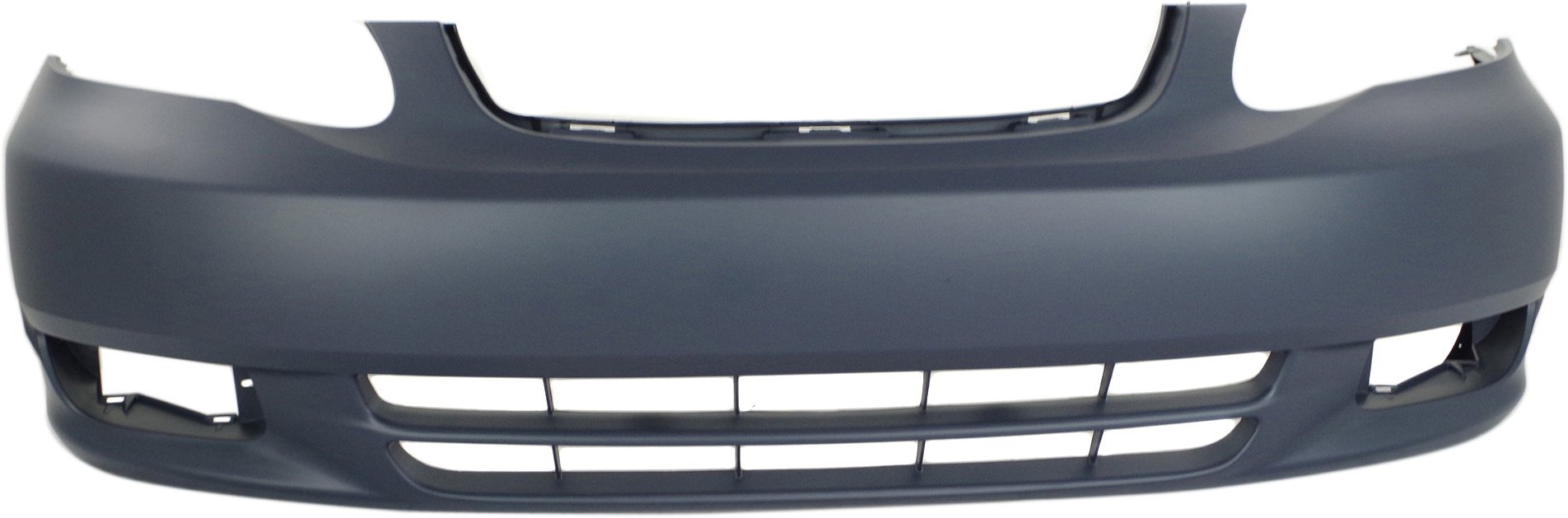 Front Bumper Cover for 2003-2004 Toyota Corolla, Primed (Ready to Paint), without Spoiler Holes, Compatible with CE/LE Models, Replacement
