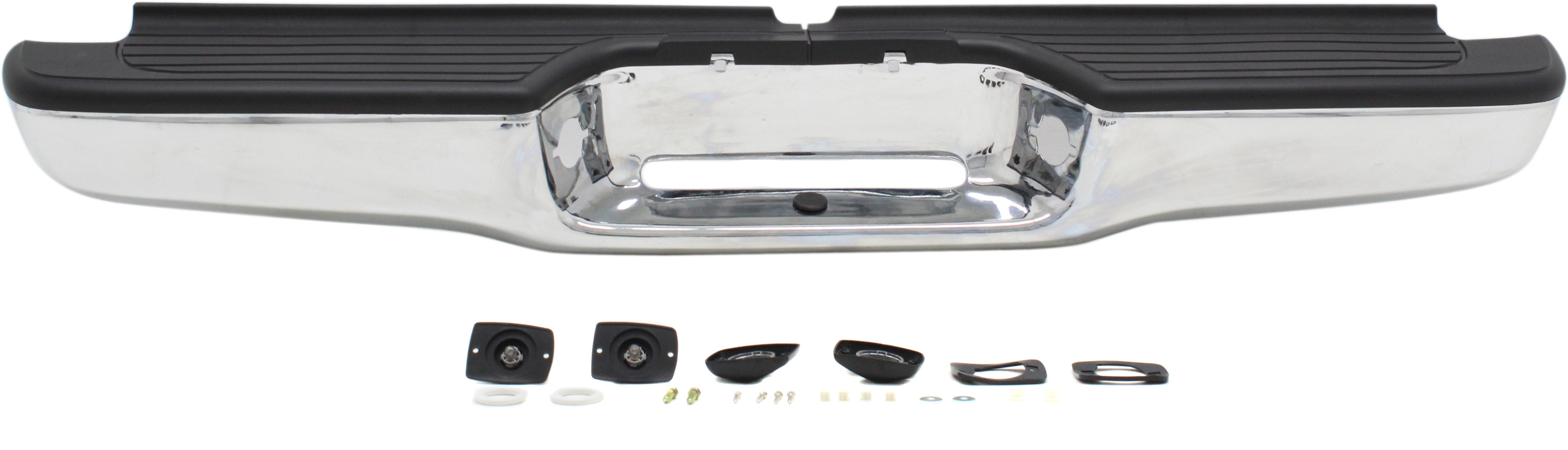 Step Bumper Face Bar and Pad for Tacoma 1995-2004, with Pad Provision, without Mounting Bracket, Fleetside, Chrome, Suitable for All Cab Types, Replacement