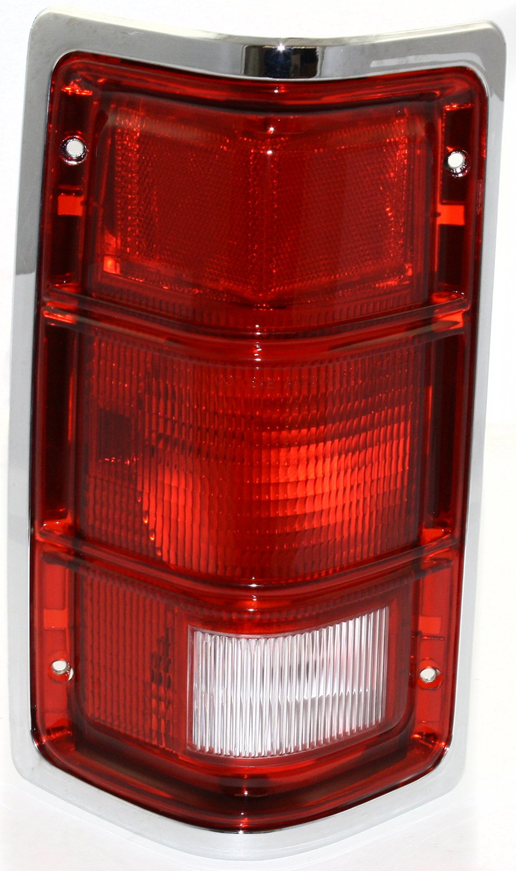 Tail Light for Dodge Dakota 1987-1996, Left (Driver) with Lens and Housing, Chrome Outer Trim, without Chrome Inner Stripes, Replacement