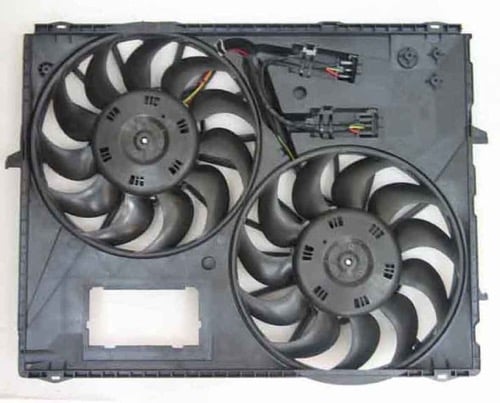 Radiator Cooling Fan Assembly for 2008 - 2010 Volkswagen Touareg with Towing Package, Dual Fan Assembly Including Motor, Blade, Shroud; OEM Part 7L6121207-PFM, Replacement