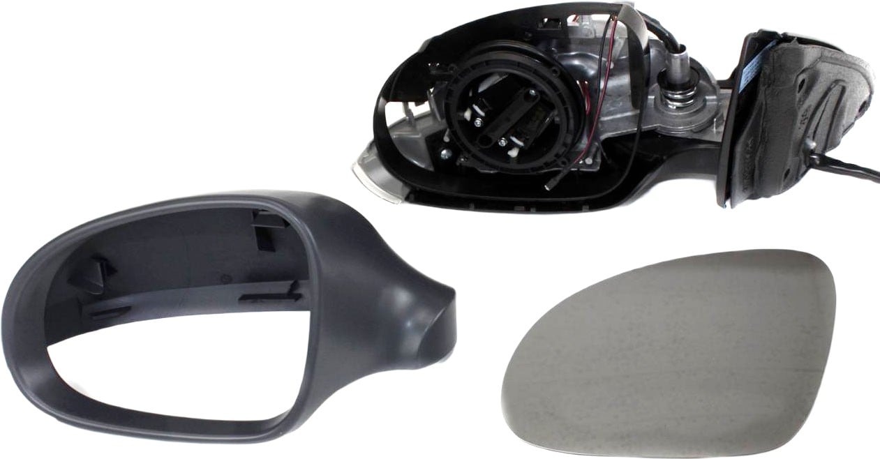 Power Mirror for Volkswagen Passat 2006-2010, Left (Driver), Manual Folding, Heated, Paintable, with Puddle and Signal Lights, without Memory, Replacement
