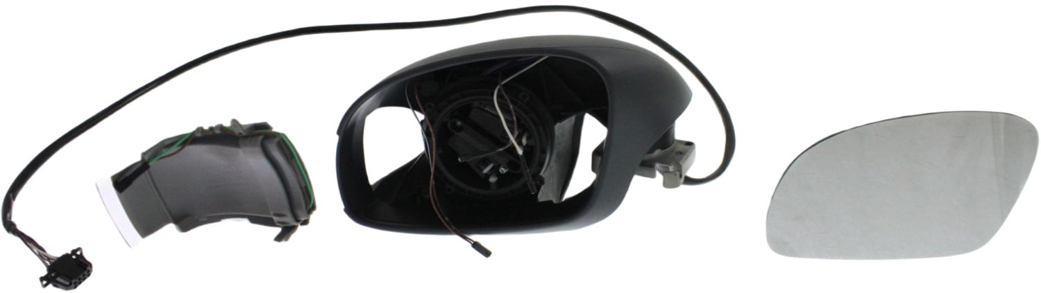 Power Mirror for Volkswagen Beetle 2003-2010, Left (Driver), Manual Folding, Heated, Paintable, with In-housing Signal Light, without Auto Dimming, Blind Spot Detection, and Memory, Replacement