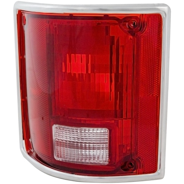 Tail Light for Chevrolet Suburban 1978-1991, Left (Driver), Lens and Housing with Chrome Trim, Replacement