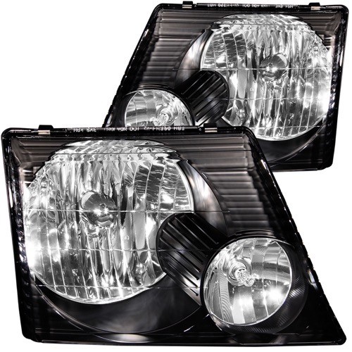 2002 - 2005 Ford Explorer Crystal Headlights Black Clear (Anzo 111058)