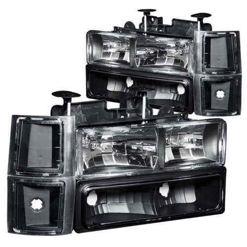 1995 - 1999 Chevrolet (Chevy) Tahoe Crystal Headlights Black Clear (Anzo 111100)