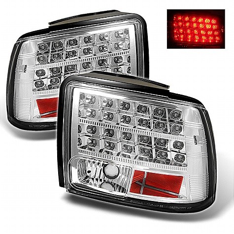 1999 - 2004 Ford Mustang (will not fit the Cobra model) LED Tail Lights (PAIR) - Chrome (Spyder Auto)