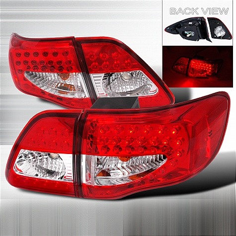 2009 - 2010 TOYOTA COROLLA LED TAIL LIGHTS (PAIR) RED (Spec-D Tuning)