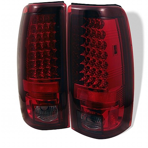 2004 - 2006 GMC Sierra 1500/2500/3500 ( Does Not Fit Stepside ) LED Tail Lights (PAIR) - Red Smoke (Spyder Auto)