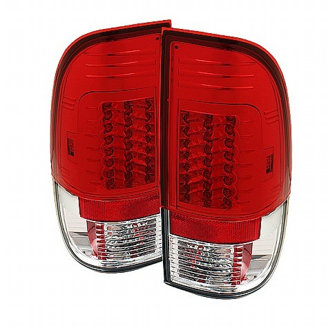 1997 - 2003 Ford F150 Styleside Version 2 LED Tail Lights (PAIR) - Red Clear (Spyder Auto)