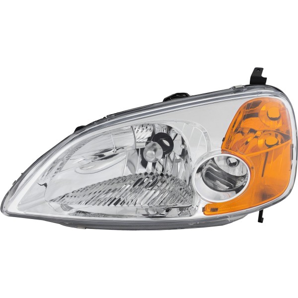 Headlight for Honda Civic 2001-2003, Left (Driver) Side, Lens and Housing, Halogen, Coupe, Replacement