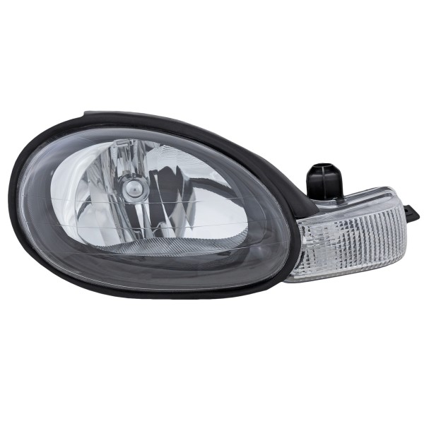 Headlight Assembly for Dodge Neon 2000-2002, Right (Passenger) Side, Halogen Light, Black Interior, Replacement