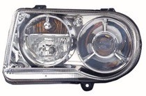 Left (Driver) Headlight Assembly for 2005 - 2010 Chrysler 300 + 300C, Front Headlight Assembly Replacement Housing / Lens / Cover with Halogen, Composite,  57010863AA, Replacement