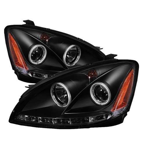 2002 - 2004 Nissan Altima  (Base + S + SE + SL) CCFL LED Projector Headlights - Bulbs Included - Pair - Black - (Spyder Automotive 5033925)