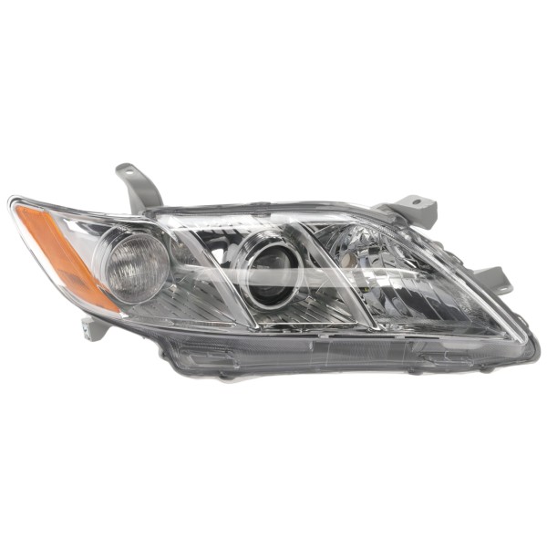 Headlight for Toyota Camry 2007-2009 Right (Passenger), Lens and Housing, Halogen, Base, CE, LE, XLE Models, USA Built Vehicle, Replacement