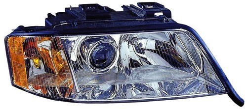 Front Headlight Assembly for 1998 - 2001 Audi A6 Quattro, Right (Passenger) Replacement Housing, Lens, Cover - (2.8L V6 AWD + 2.7L V6 AWD), Halogen; Composite;  4B0941004AS, Replacement