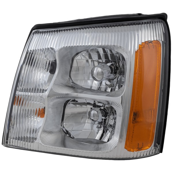 Headlight for Cadillac Escalade 2003-2006, Left (Driver) Lens and Housing, High-Intensity Discharge/Xenon, Without HID Kit, with Regular High Beam/Corner Light Bulbs, Replacement