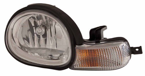 Right (Passenger) Headlight Assembly for 2003 - 2005 Dodge Neon, Front Replacement Housing, Lens, Cover, LMA Code, Ribbed Lens, Composite,  5288508AH