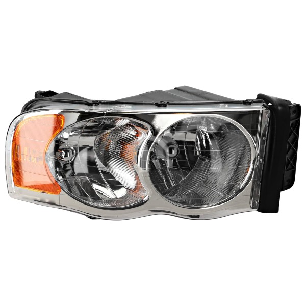 Headlight Assembly for Dodge Full Size Pickup 2002-2005, Right (Passenger), Halogen, without Bulb and Wiring Harness for Side Marker Light, New Body Style, Replacement