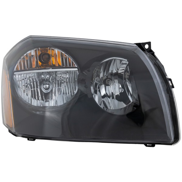 Headlight Assembly for Dodge Magnum 2005-2007, Right (Passenger), Halogen, Black Interior, Replacement
