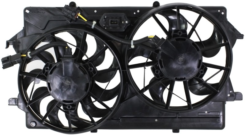Radiator Fan Shroud Assembly for Ford Focus 2003-2004, w/ Factory Air Conditioning, Dual Overhead Camshaft, 2.0L Engine, Includes Resistor, Replacement