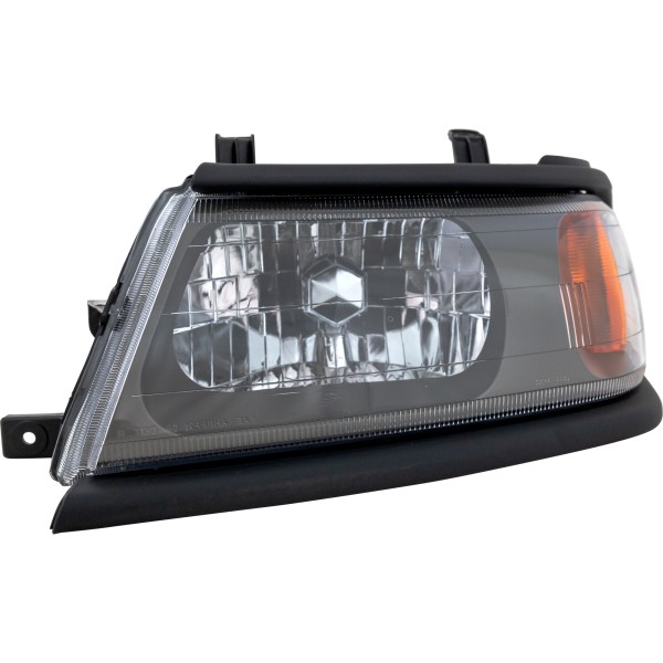 Headlight Assembly for Mitsubishi Montero Sport 2000-2004, Left (Driver), Halogen, Flat Black, Replacement
