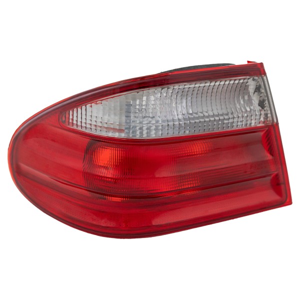 Tail Light for Mercedes-Benz E-Class Sedan Elegance Package 2000-2002, Left (Driver), Outer, Lens and Housing, Red and Clear, Replacement