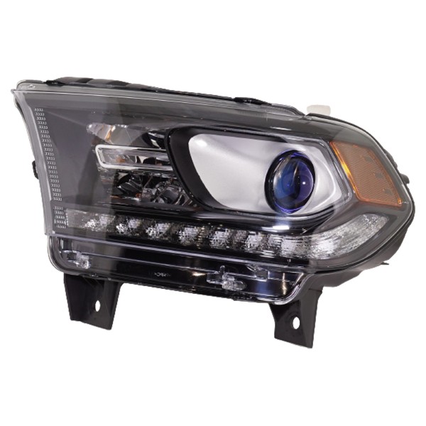 Headlight Assembly for 2016-2020 Dodge Durango SXT Model, Left (Driver), Halogen, Black Interior, with Daytime Running Light, Replacement (CAPA Certified)