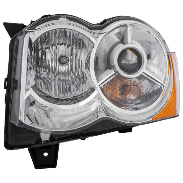 Headlight for Jeep Grand Cherokee (2008-2010), Left (Driver) Side, Lens and Housing, Xenon, Without HID Kit, Replacement