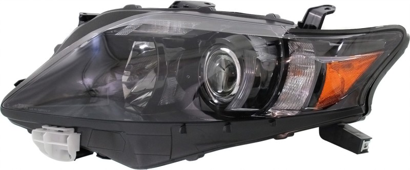 Headlight Assembly for Lexus RX350 2010-2012, Left (Driver), Halogen Light, Canada Built Vehicle, Black Interior, Replacement