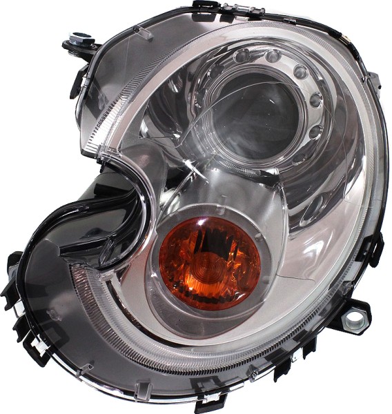 Left (Driver) Headlight for Cooper 2007-2015, Lens and Housing, Xenon, Without HID Kit, Yellow Turn Signal, Without Adaptive Headlight, 2007-2013 HB/2009-2015 Conv/Wgn, Replacement