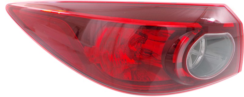 Tail Light Assembly for Mazda 3 Sedan, Left (Driver), Outer, Halogen, 2014-2018, Compatible with Mexico Built (2016-2018)/Japan Built Vehicles, Replacement