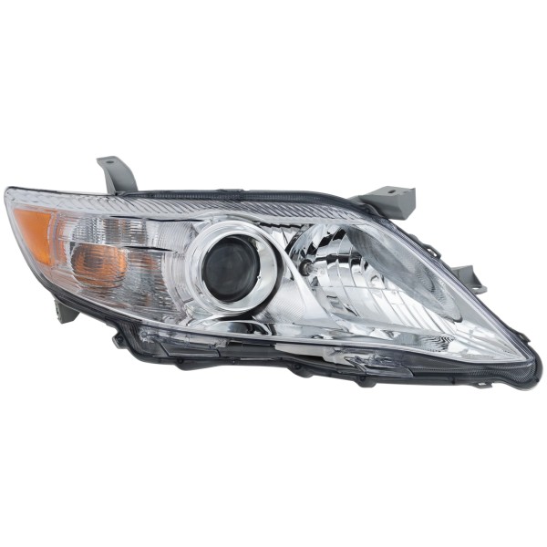 Headlight Assembly for Toyota Camry 2010-2011, Right (Passenger), Halogen, Chrome Interior, Base/LE/XLE Models, USA Built Vehicle, Replacement