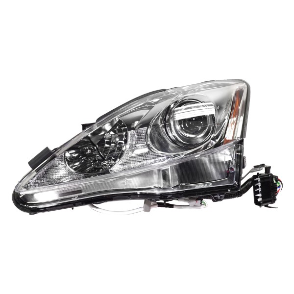 Headlight Lens and Housing, Halogen for Lexus IS250/IS350 2011-2015, Left (Driver), Suitable for Base (2011-2013) and C Model (2013-2015, w/ Sport Package), Replacement