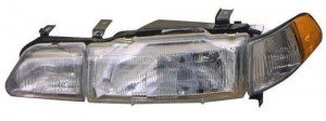Left (Driver) Headlight Assembly for 1990 - 1993 Acura Integra, Front Replacement Housing, Lens, Cover, Includes Marker and Fog Light, Composite;  33150SK7A04, Replacement