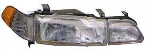 Right (Passenger) Headlight Assembly for 1990 - 1993 Acura Integra, Front Replacement Housing / Lens / Cover with Marker & Fog Light; Composite;  33100SK7A04