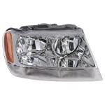 Headlight Assembly for Jeep Grand Cherokee 1999-2004, Right (Passenger), Halogen, with Chrome Interior, Suitable for Limited/Overland Models, Replacement
