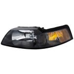 Headlight for 2001-2004 Ford Mustang, Left (Driver) Side, Lens and Housing, Halogen Light with Black Interior, Replacement