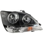 Headlight Assembly for Lexus RX300 1999-2000, Right (Passenger) Side, Halogen Light, Black Interior, Replacement