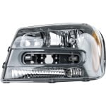 Headlight Assembly for Chevrolet Trailblazer 2002-2009, Left (Driver), Composite, Halogen, Excluding 2006-2009 LT/2008 LS Models, Replacement