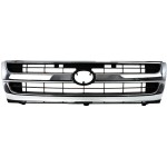 Chrome Shell/Painted Black Insert Grille for 1997-2000 Toyota Tacoma 2WD (Two-Wheel Drive), Excludes Pre-Runner Model, Replacement