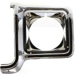 Headlight Door for Chevrolet C/K Series 1973-1978, Suburban 1973-1980, Left (Driver), Chrome and Silver, Round, Replacement Models: 1500, 2500, 3500, K10, K20, K30.