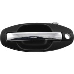 Front Exterior Door Handle for Hyundai Santa Fe 2001-2006, Left (Driver), Primered (Ready to Paint) Bezel, Chrome Lever, with Keyhole, Replacement